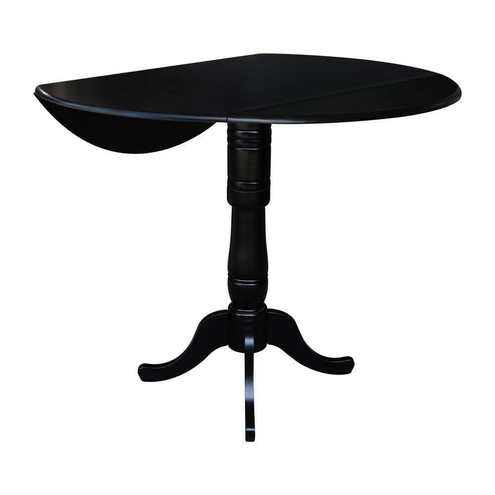 42" Round Dual Drop Leaf Pedestal Table,  35.5"H, Black. Picture 10
