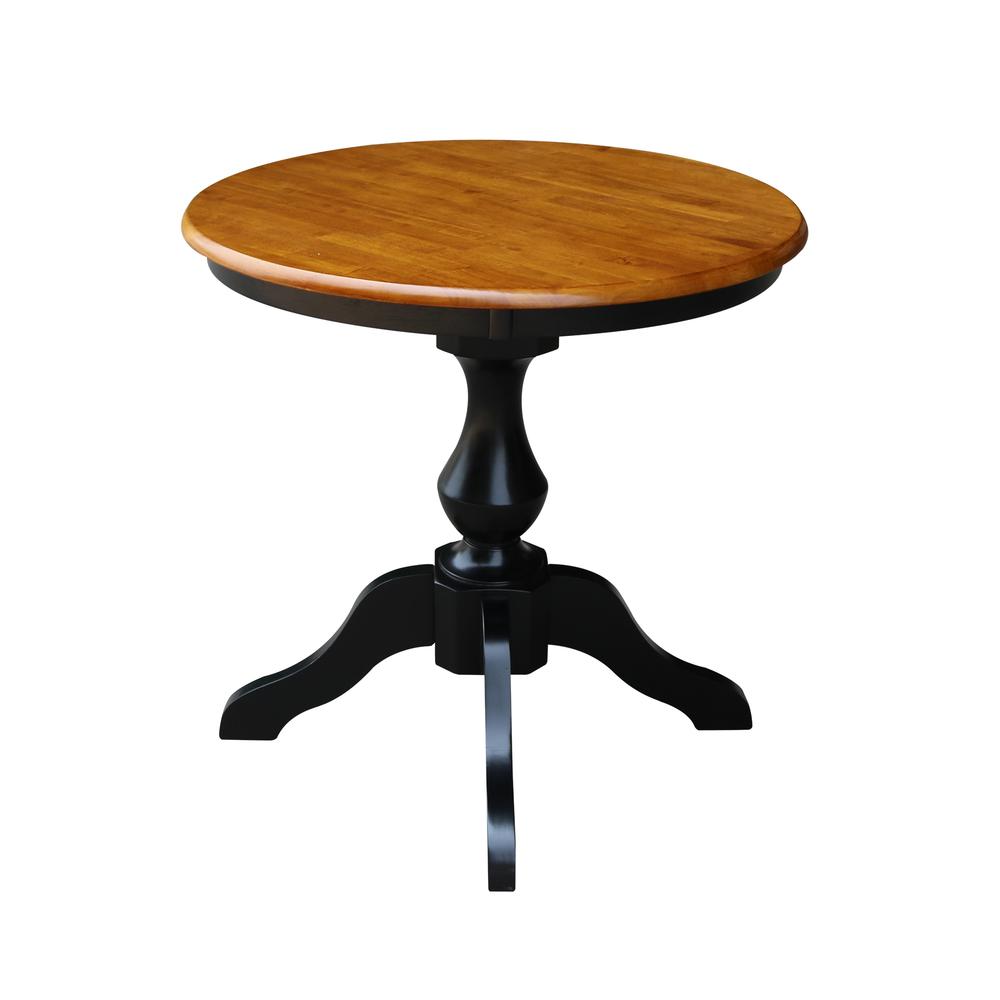 30" Round Top Pedestal Table - 28.9"H, Black/Cherry. Picture 2