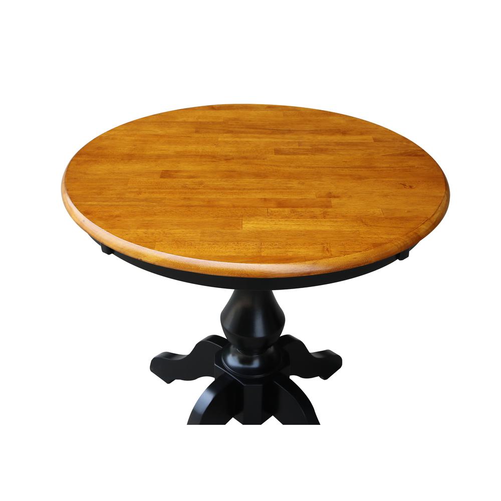 30" Round Top Pedestal Table - 28.9"H, Black/Cherry. Picture 4