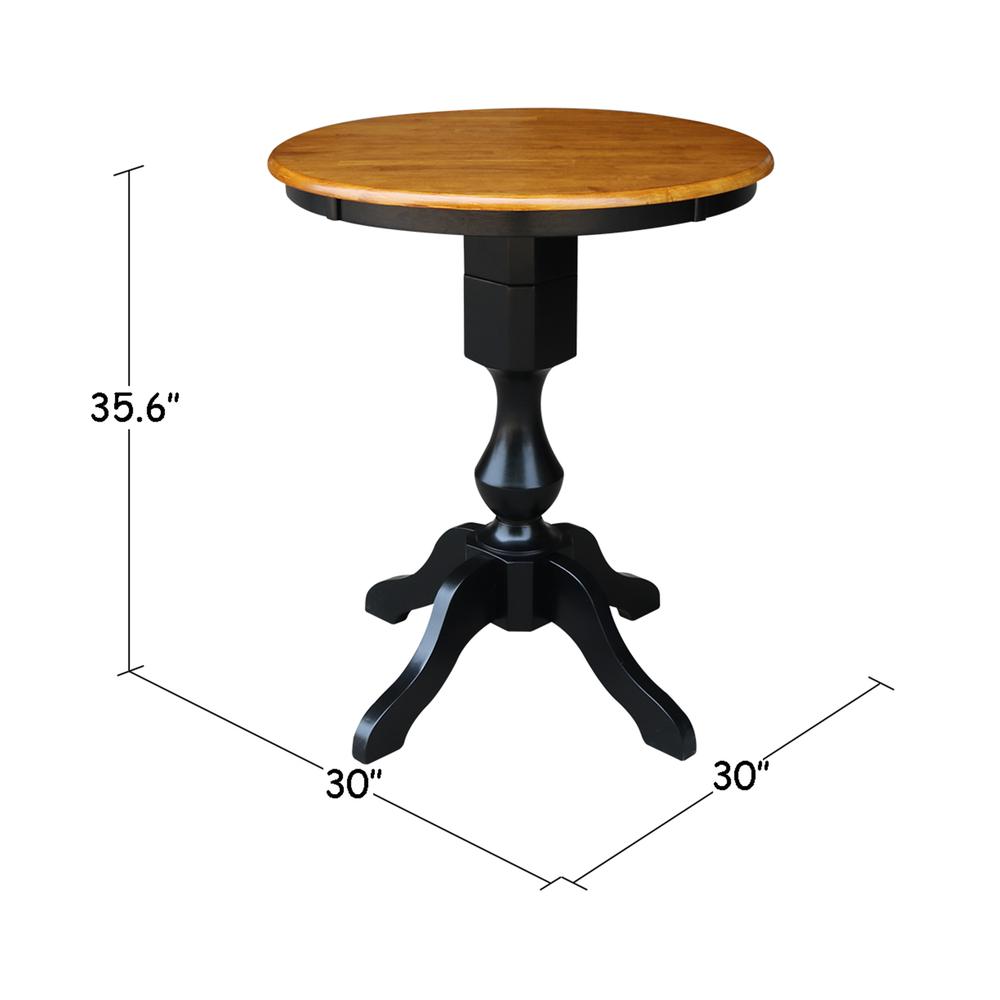 30" Round Top Pedestal Table - 34.9"H, Black/Cherry. Picture 1