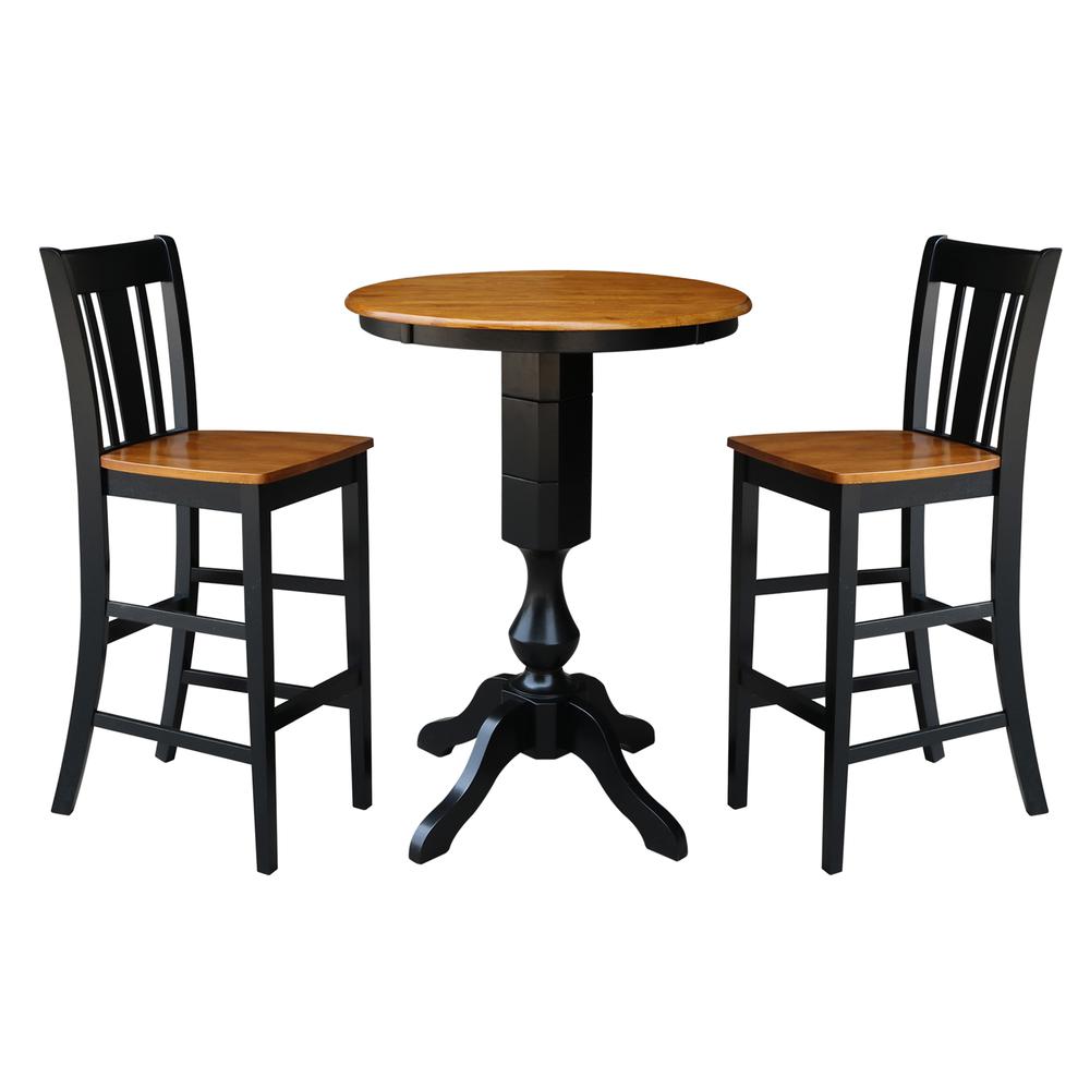 30" Round Top Pedestal Table - 34.9"H, Black/Cherry. Picture 9