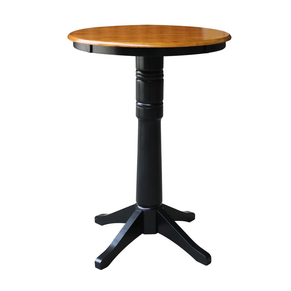 30" Round Top Pedestal Table - 28.9"H, Black/Cherry. Picture 11