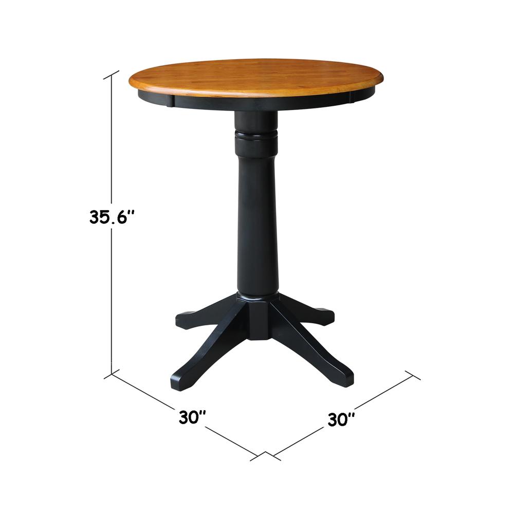 30" Round Top Pedestal Table - 28.9"H, Black/Cherry. Picture 5