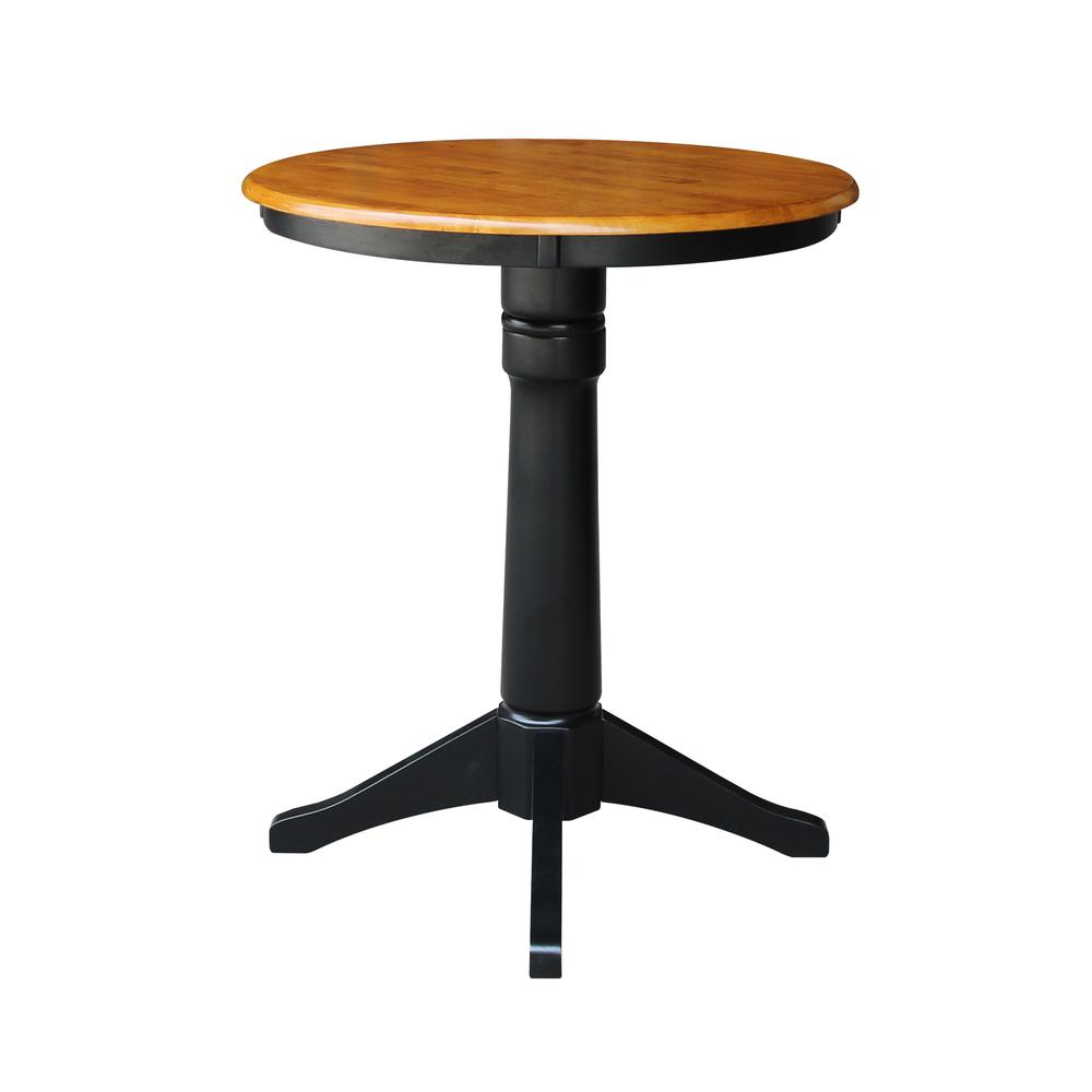 30" Round Top Pedestal Table - 28.9"H, Black/Cherry. Picture 6
