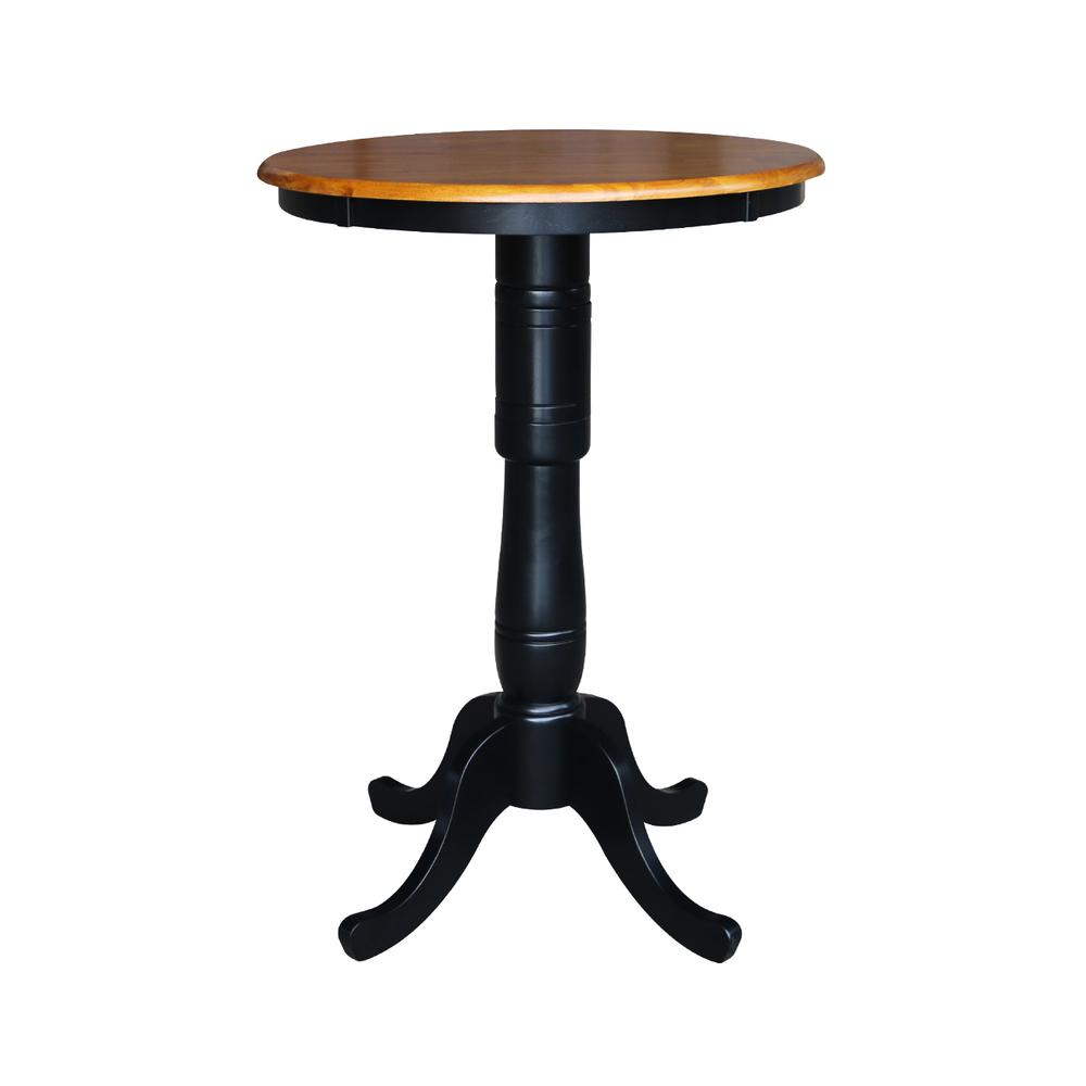 30" Round Top Pedestal Table - 34.9"H, Black/Cherry. Picture 7