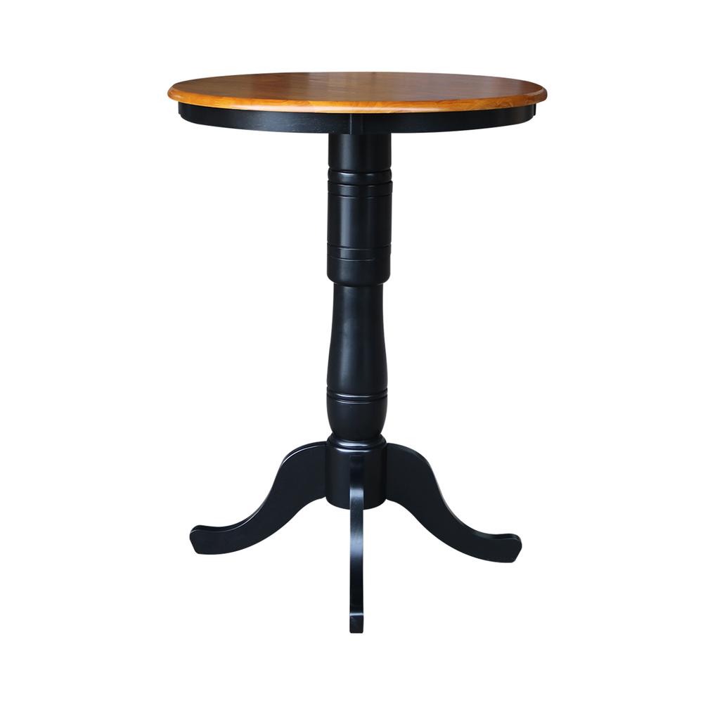 30" Round Top Pedestal Table - 34.9"H, Black/Cherry. Picture 5