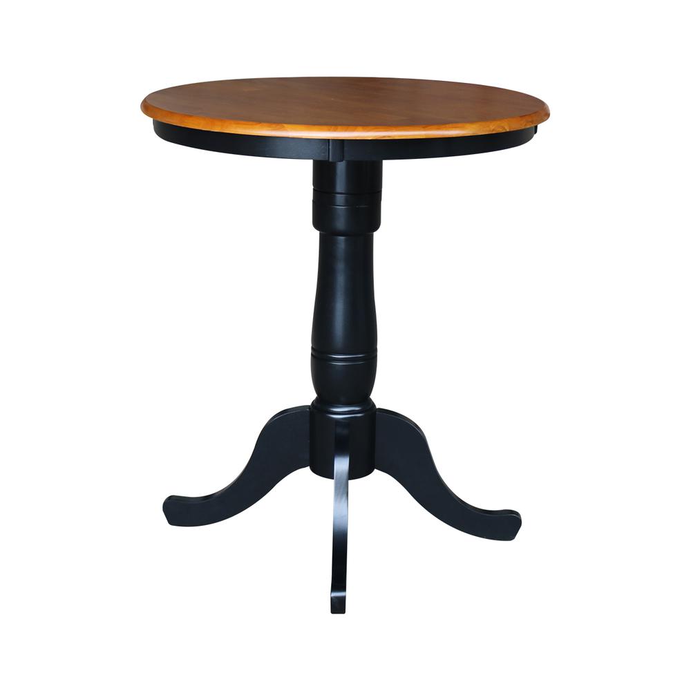 30" Round Top Pedestal Table - 34.9"H, Black/Cherry. Picture 2