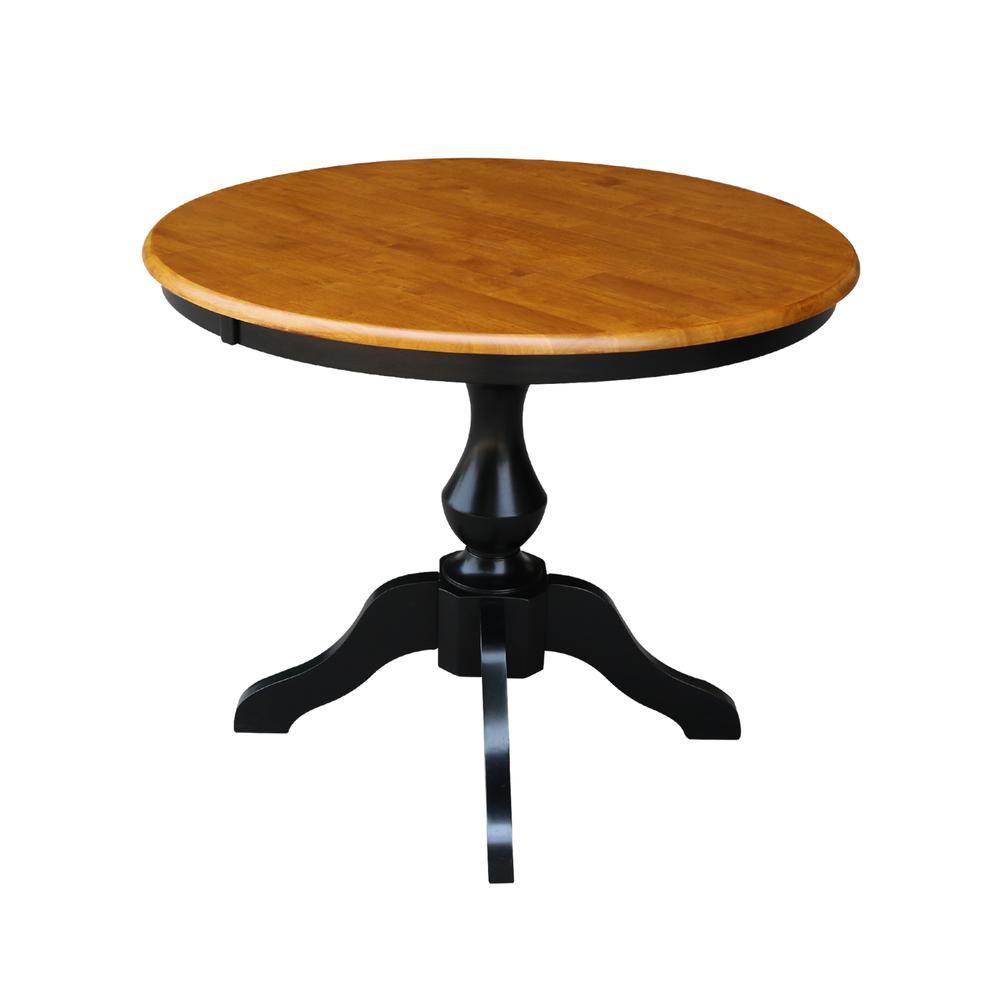 36" Round Top Pedestal Table - 28.9"H, Black/Cherry. Picture 2
