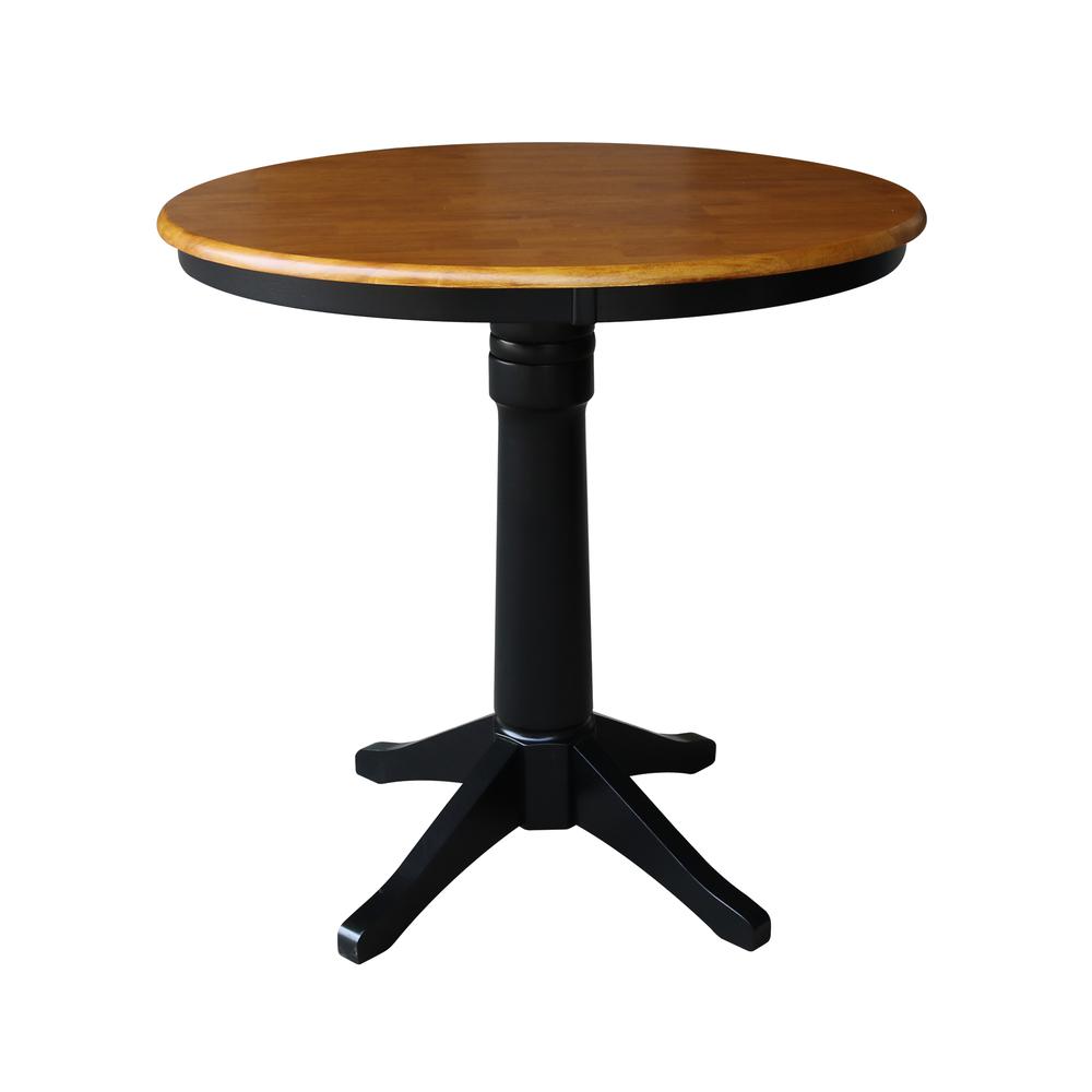 36" Round Top Pedestal Table - 28.9"H, Black/Cherry. Picture 13