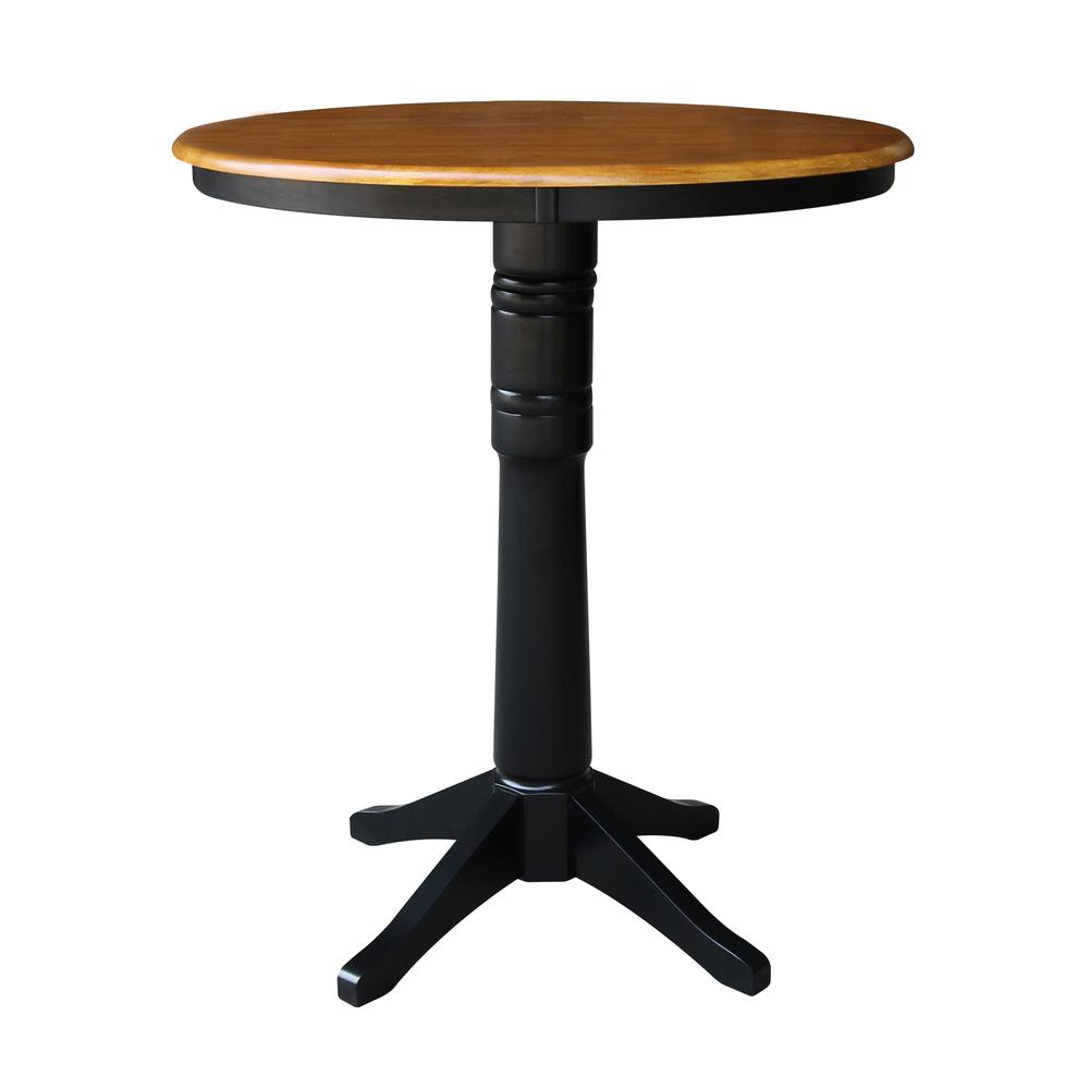 36" Round Top Pedestal Table - 28.9"H, Black/Cherry. Picture 12