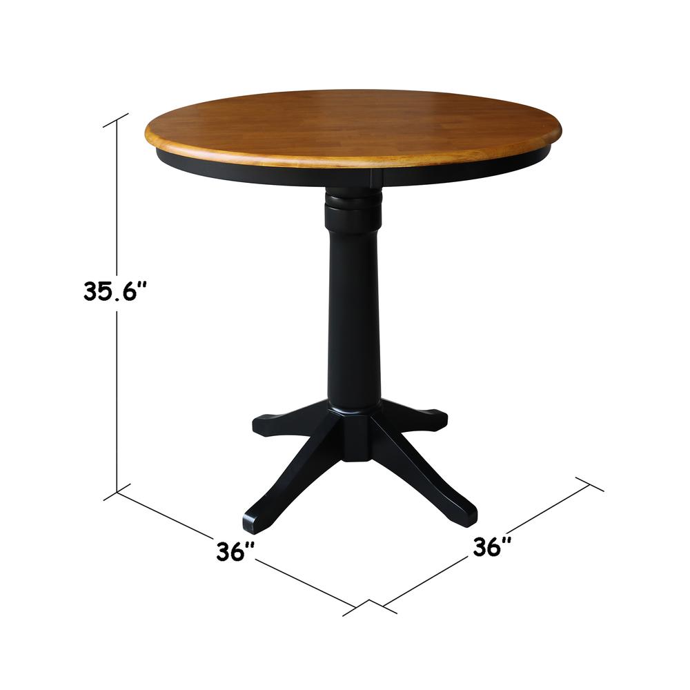 36" Round Top Pedestal Table - 28.9"H, Black/Cherry. Picture 6