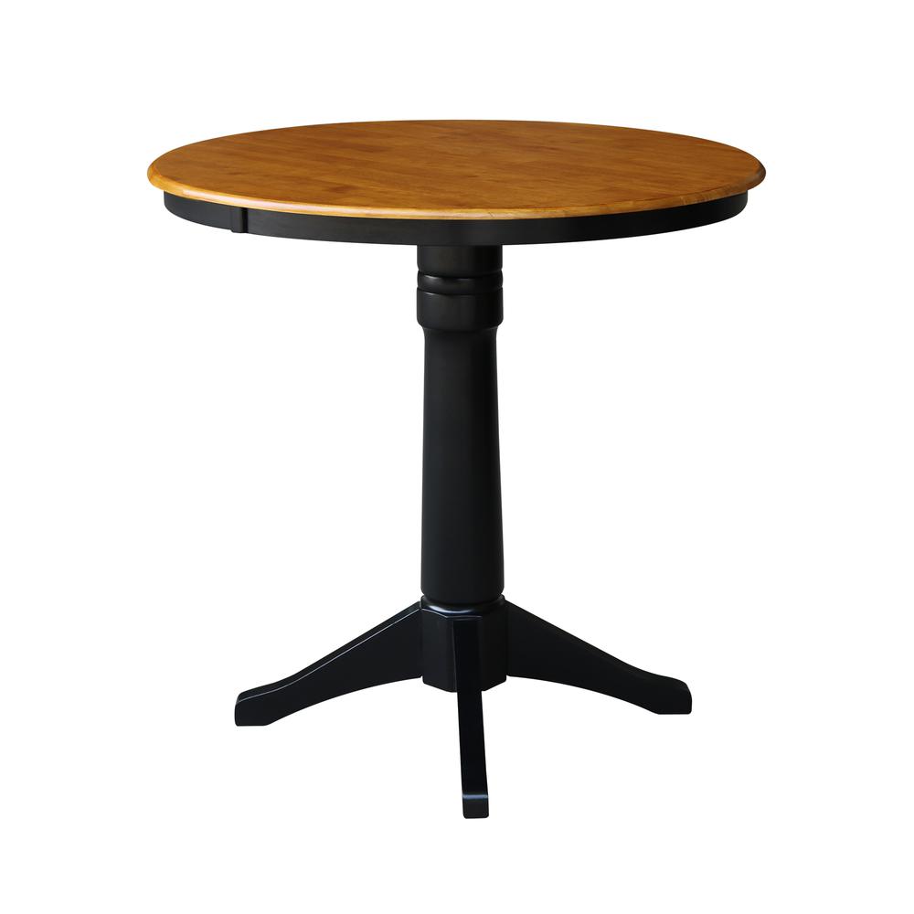 36" Round Top Pedestal Table - 28.9"H, Black/Cherry. Picture 7