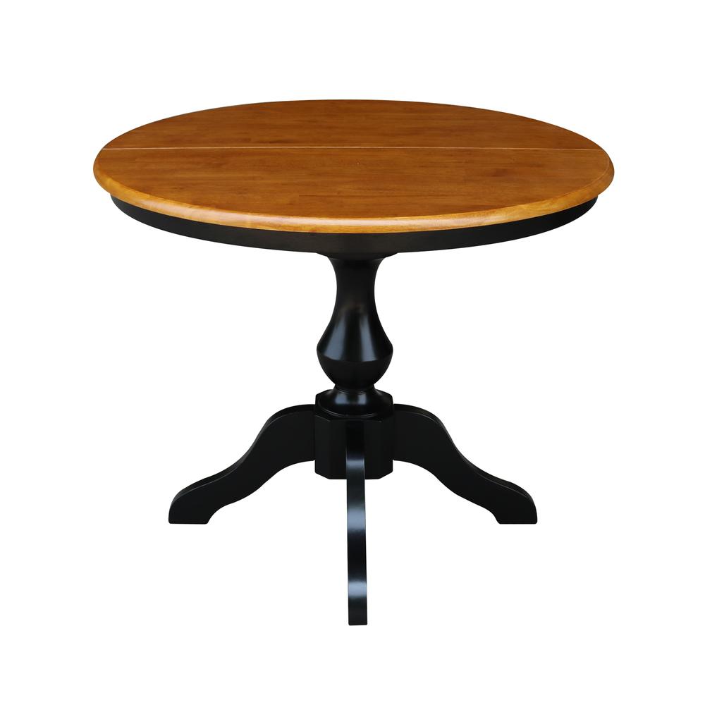 36" Round Top Pedestal Table With 12" Leaf - 28.9"H - Dining Height, Black/Cherry. Picture 5