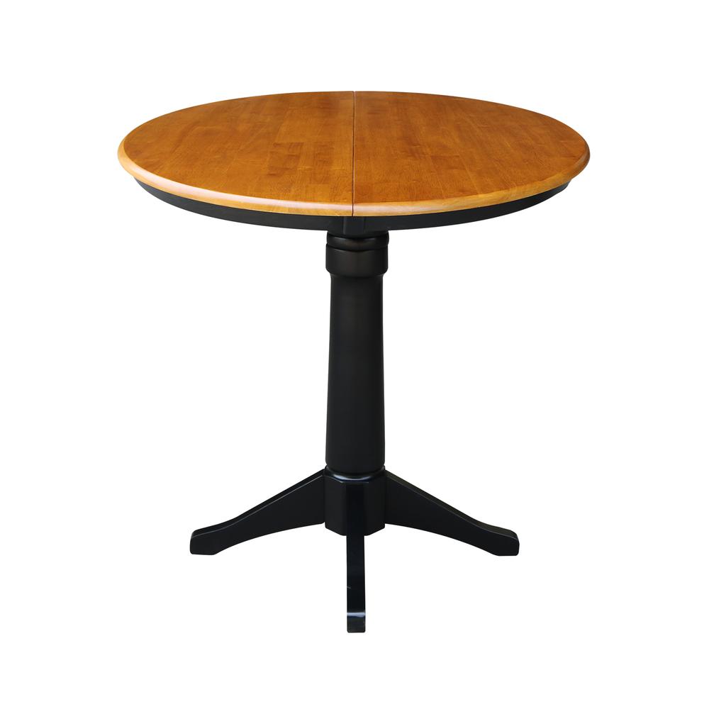 36" Round Top Pedestal Table With 12" Leaf - 28.9"H - Dining Height, Black/Cherry. Picture 10