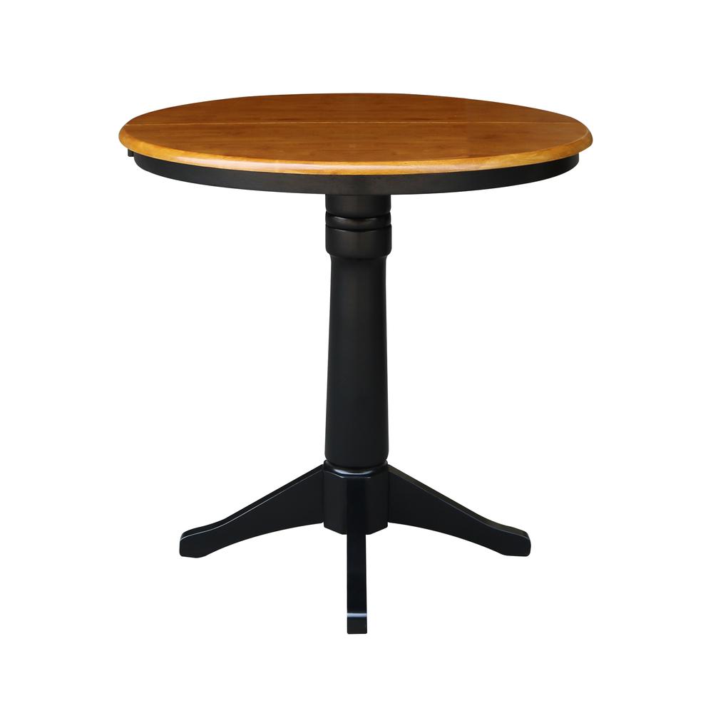 36" Round Top Pedestal Table With 12" Leaf - 28.9"H - Dining Height, Black/Cherry. Picture 12