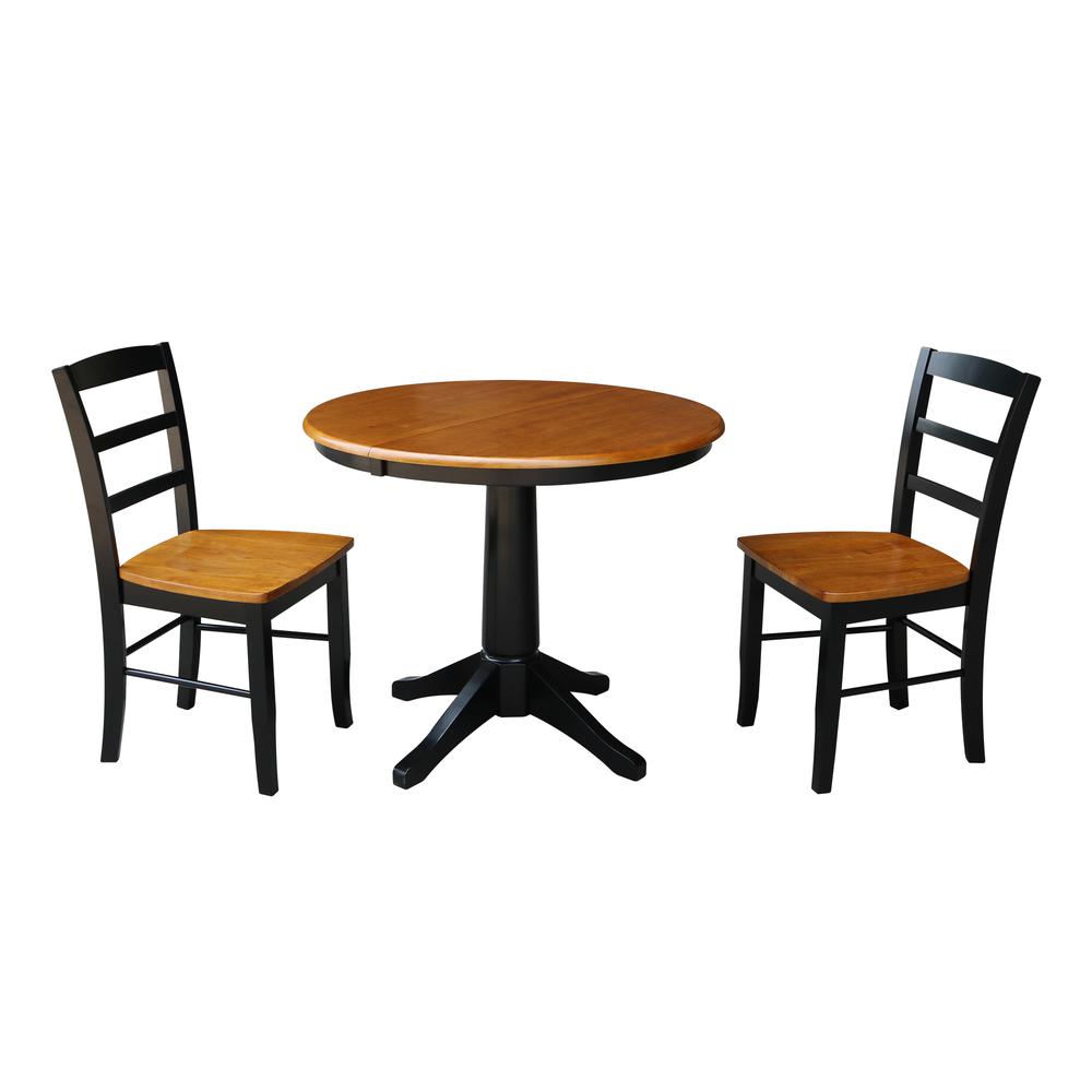 36" Round Top Pedestal Table With 12" Leaf - 28.9"H - Dining Height, Black/Cherry. Picture 25