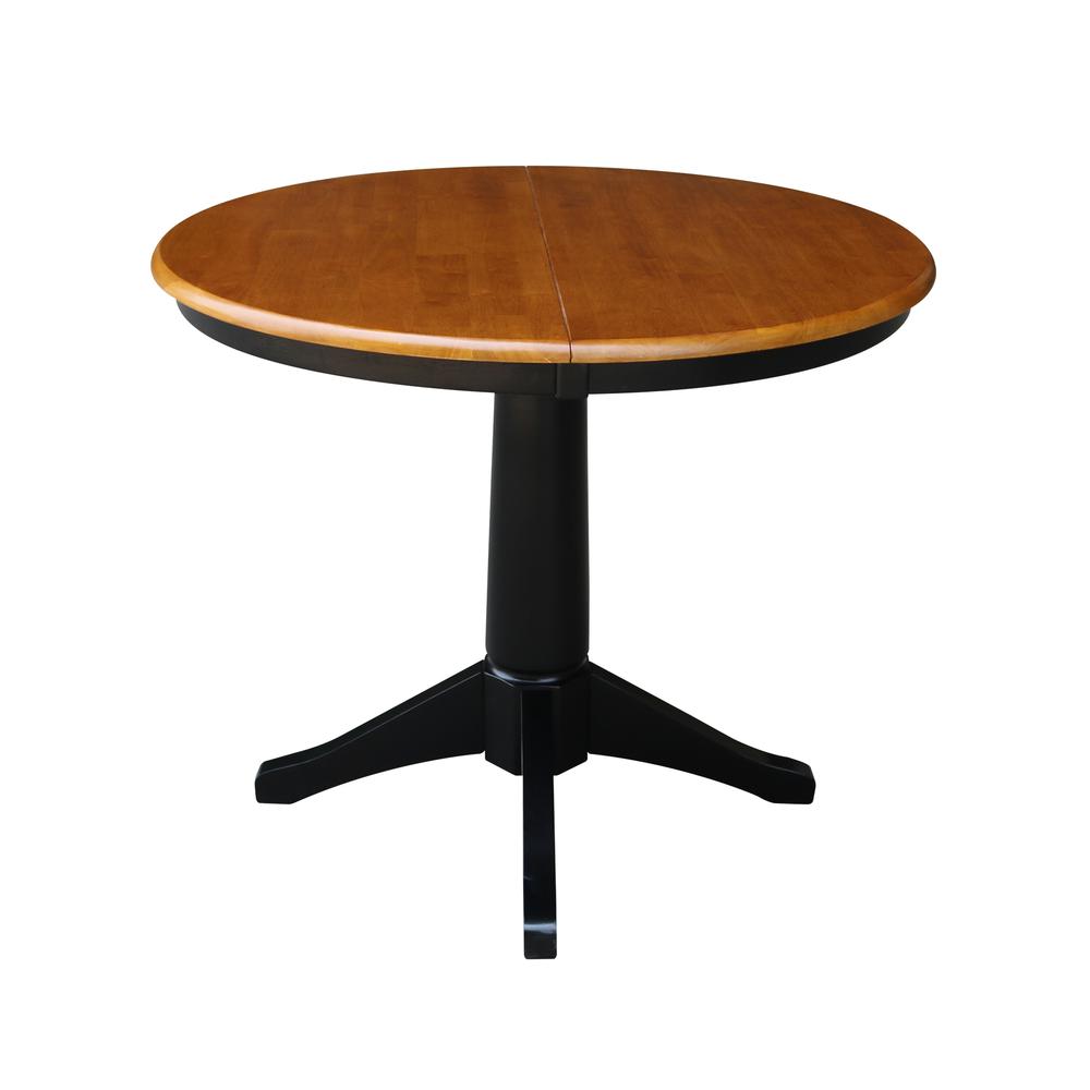 36" Round Top Pedestal Table With 12" Leaf - 28.9"H - Dining Height, Black/Cherry. Picture 3