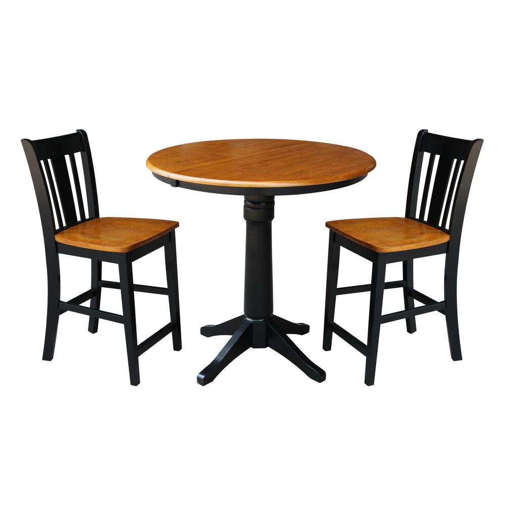 36" Round Top Pedestal Table With 12" Leaf - 28.9"H - Dining Height, Black/Cherry. Picture 27