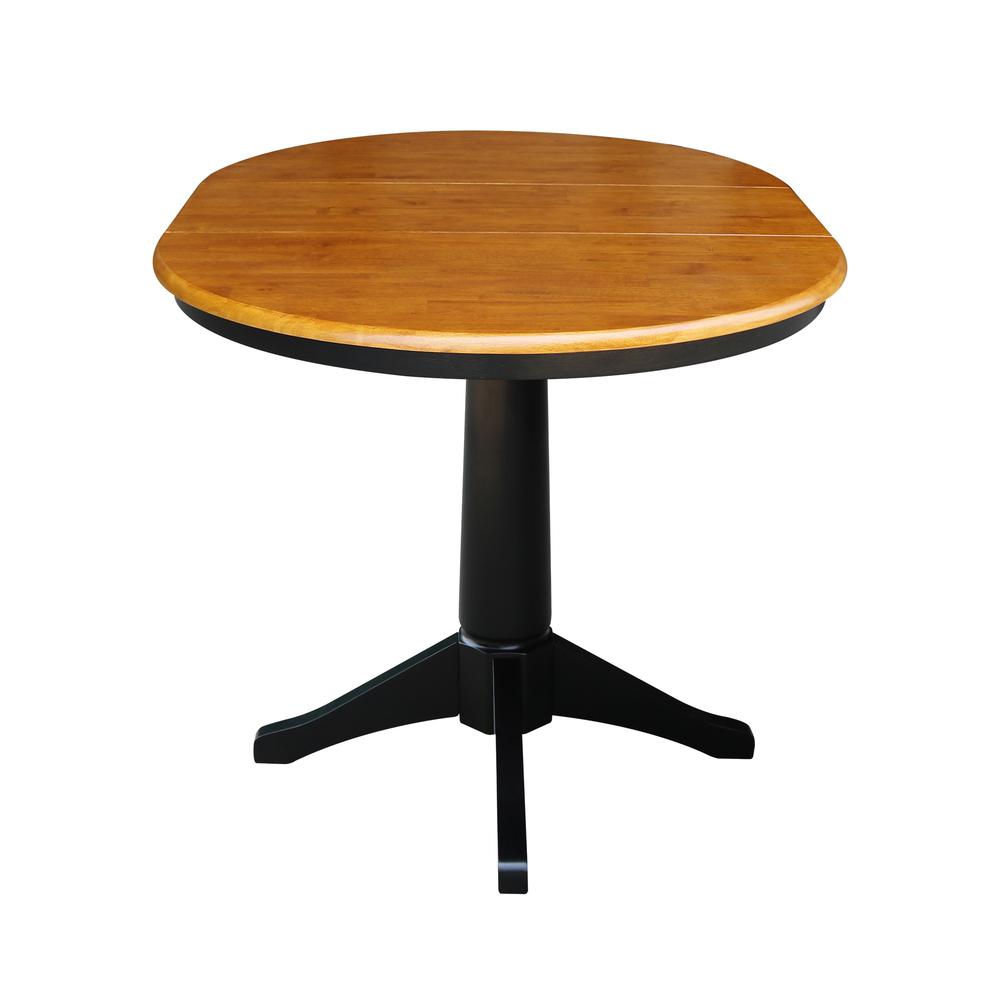 36" Round Top Pedestal Table With 12" Leaf - 28.9"H - Dining Height, Black/Cherry. Picture 4