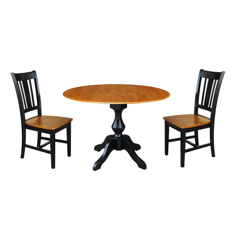 42" Round Dual Drop Leaf Pedestal Table - 29.5"H, Black/Cherry. Picture 21