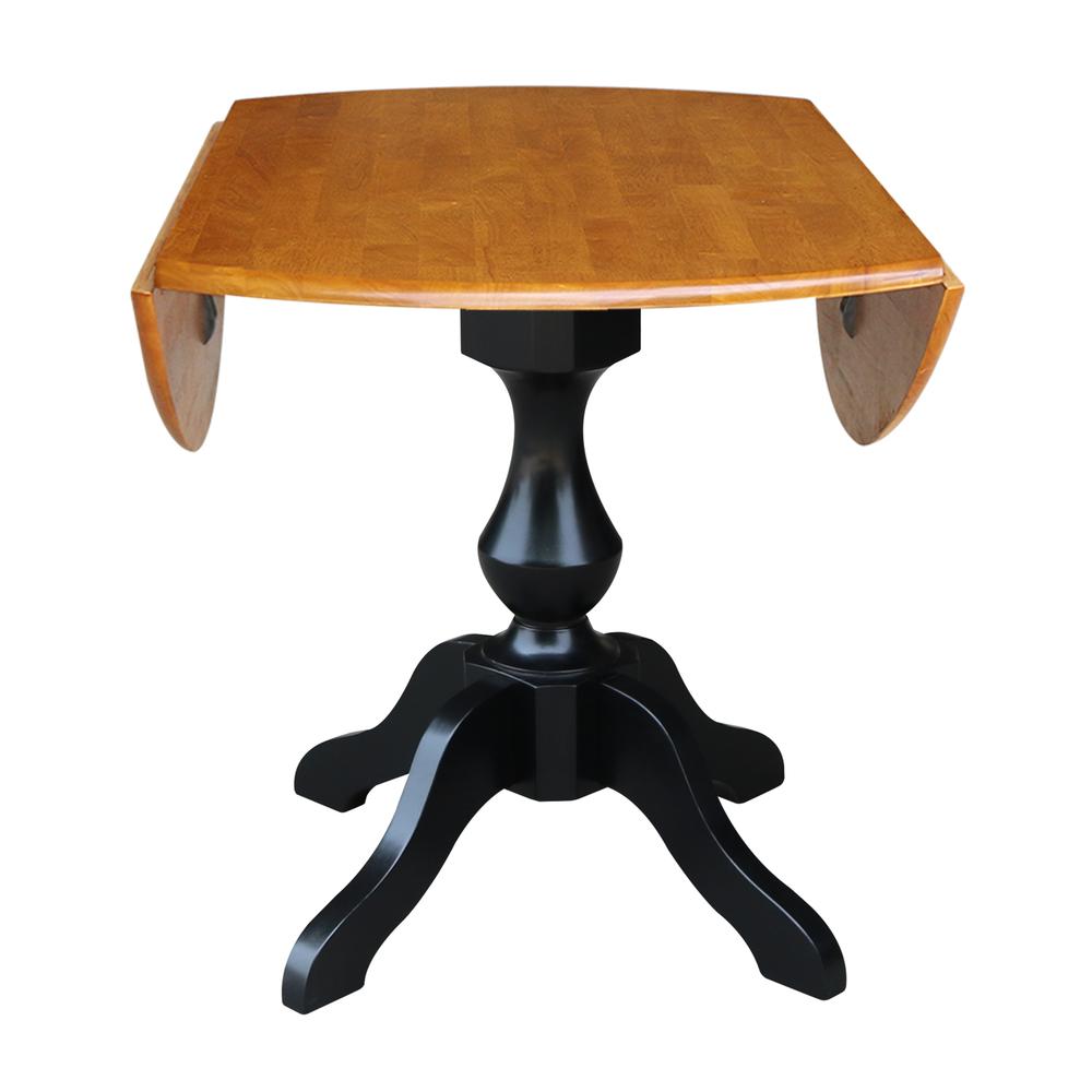 42" Round Dual Drop Leaf Pedestal Table - 29.5"H, Black/Cherry, Black/Cherry. Picture 17