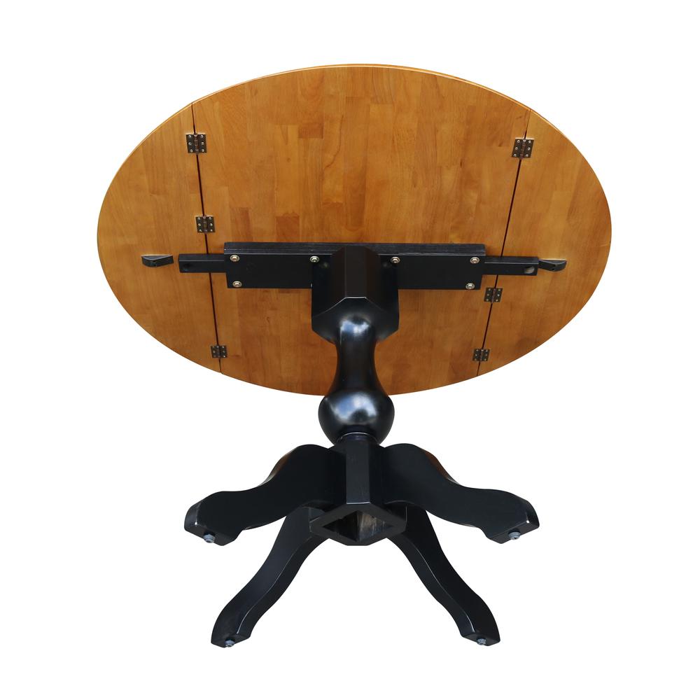 42" Round Dual Drop Leaf Pedestal Table - 29.5"H, Black/Cherry, Black/Cherry. Picture 18
