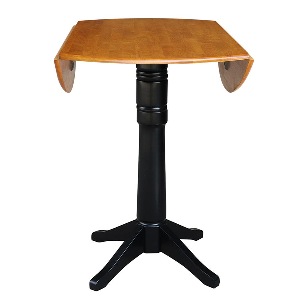 42" Round Dual Drop Leaf Pedestal Table - 36.3"H, Black/Cherry. Picture 13