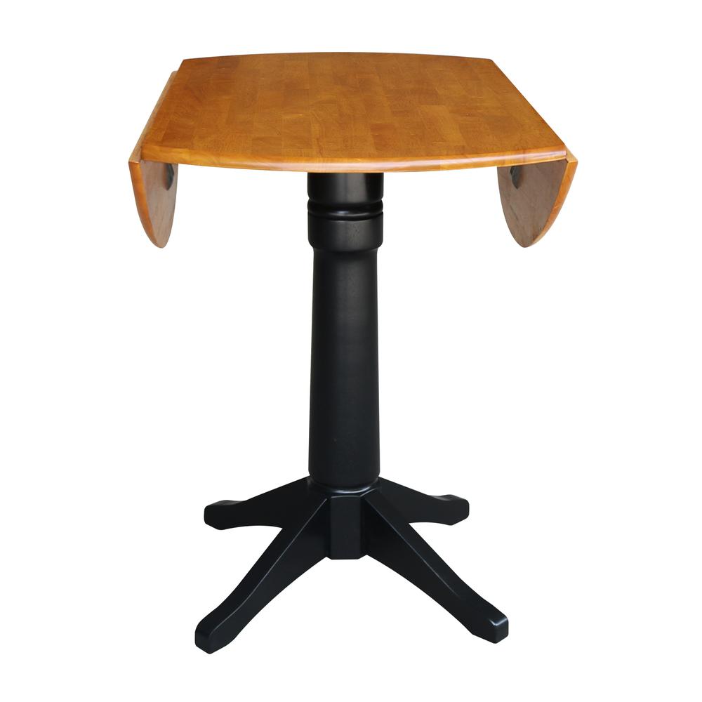 42" Round Dual Drop Leaf Pedestal Table - 36.3"H, Black/Cherry. Picture 6