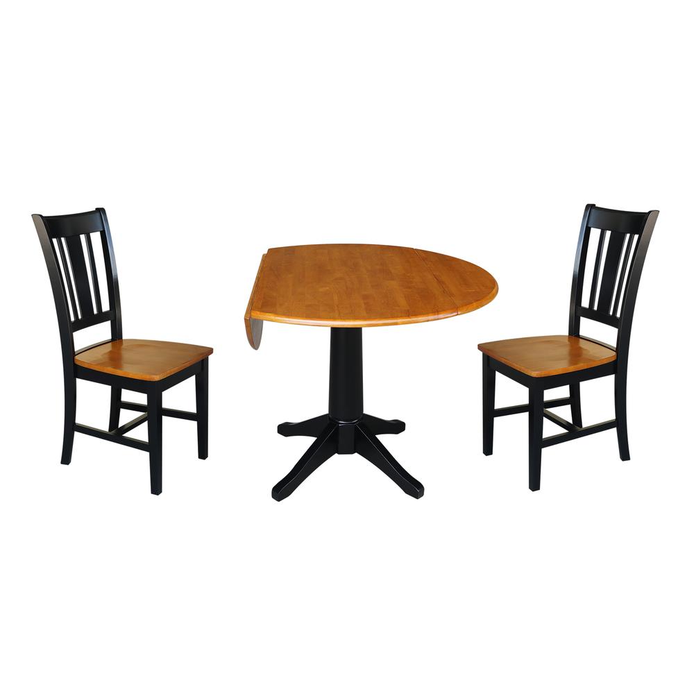 42" Round Dual Drop Leaf Pedestal Table - 29.5"H, Black/Cherry, Black/Cherry. Picture 68