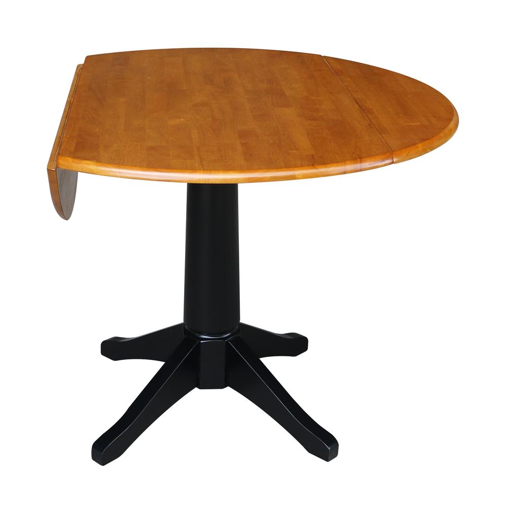 42" Round Dual Drop Leaf Pedestal Table - 29.5"H, Black/Cherry. Picture 46
