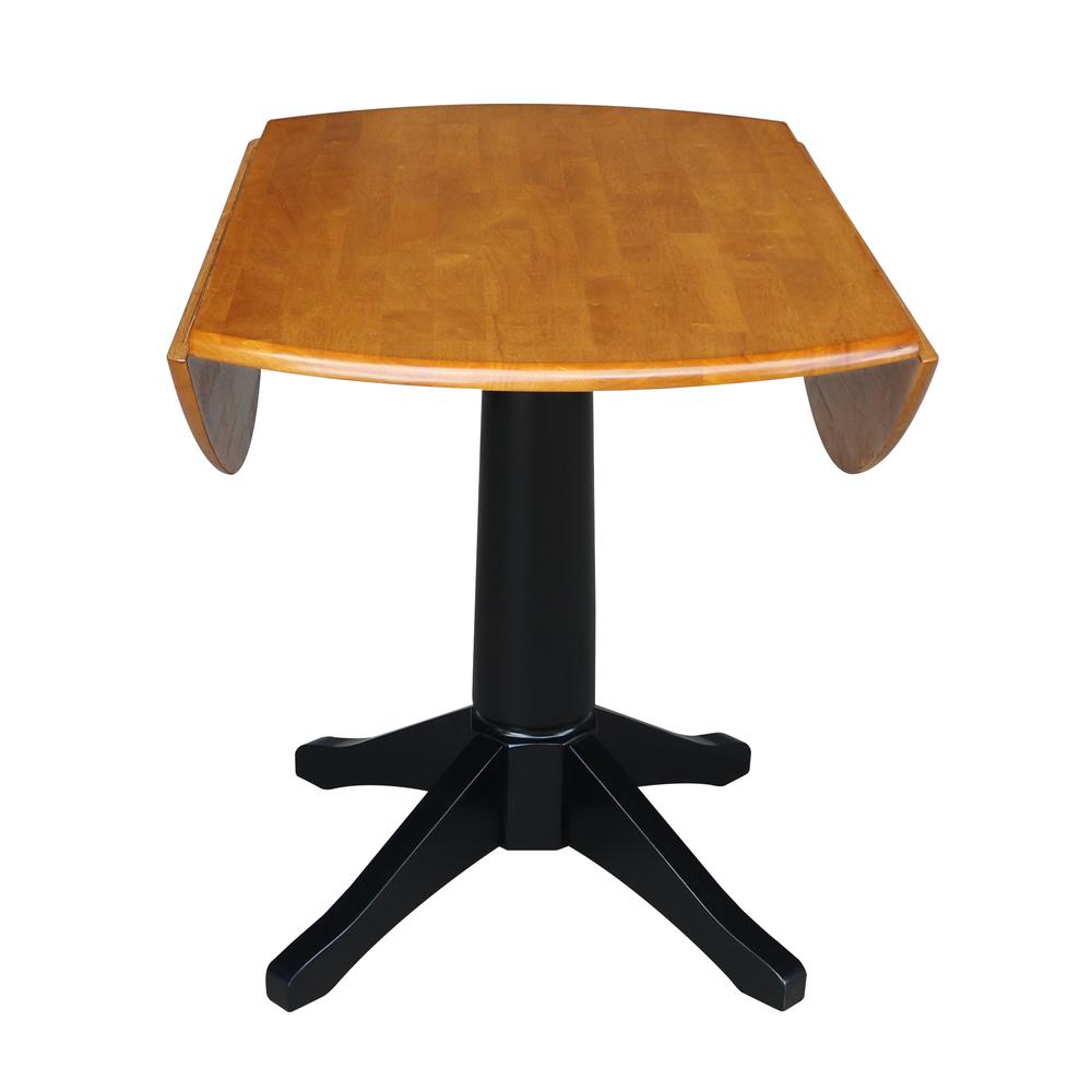 42" Round Dual Drop Leaf Pedestal Table - 29.5"H, Black/Cherry, Black/Cherry. Picture 50