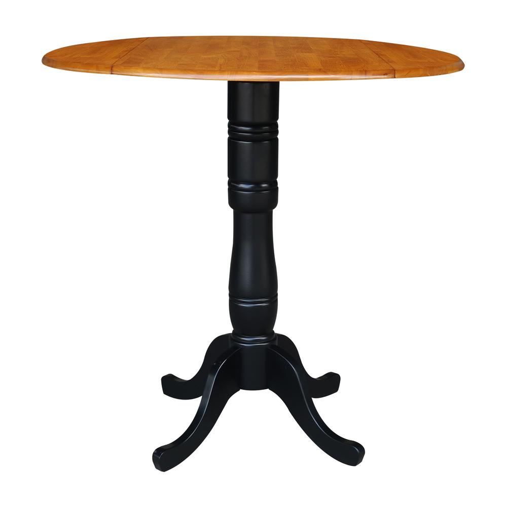 42" Round Dual Drop Leaf Pedestal Table - 35.5"H, Black/Cherry. Picture 15