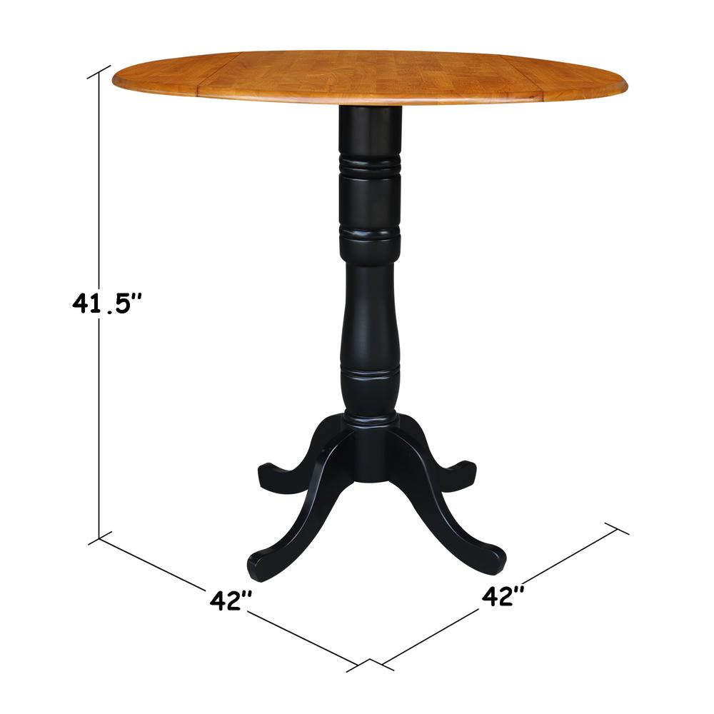 42" Round Dual Drop Leaf Pedestal Table - 35.5"H, Black/Cherry. Picture 8