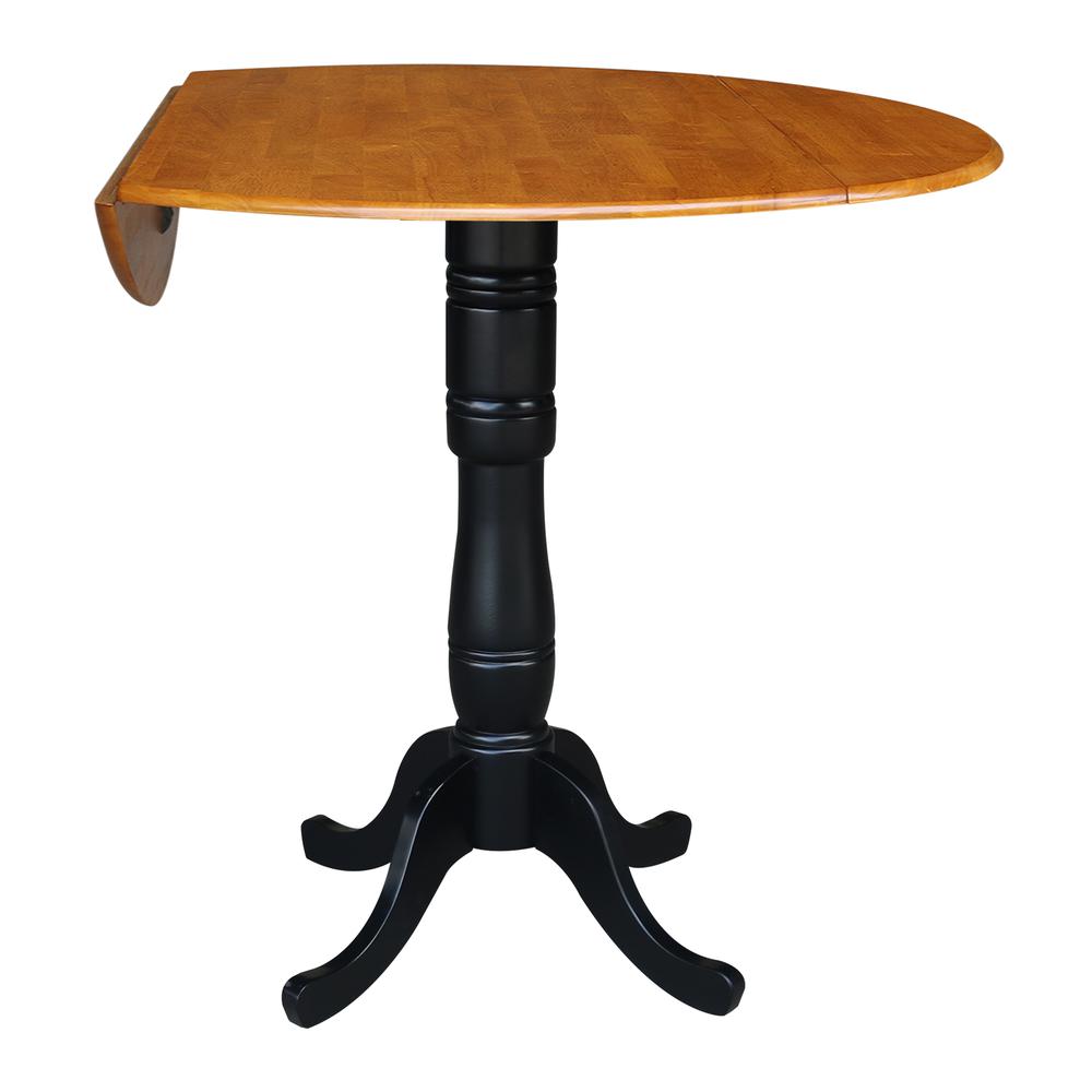 42" Round Dual Drop Leaf Pedestal Table - 35.5"H, Black/Cherry. Picture 9