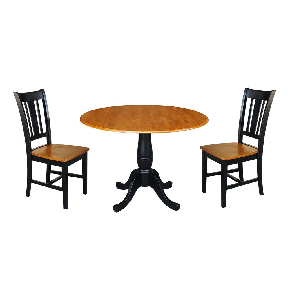 42" Round Top Pedestal Table with 2 Chairs, Black/Cherry. Picture 3