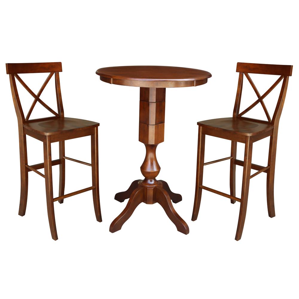 30" Round Pedestals Bar Height Table With 2 Bar Height Stools. The main picture.