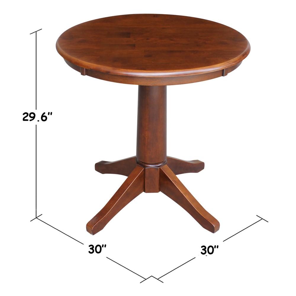 30" Round Top Pedestal Table - 28.9"H, Espresso. Picture 1