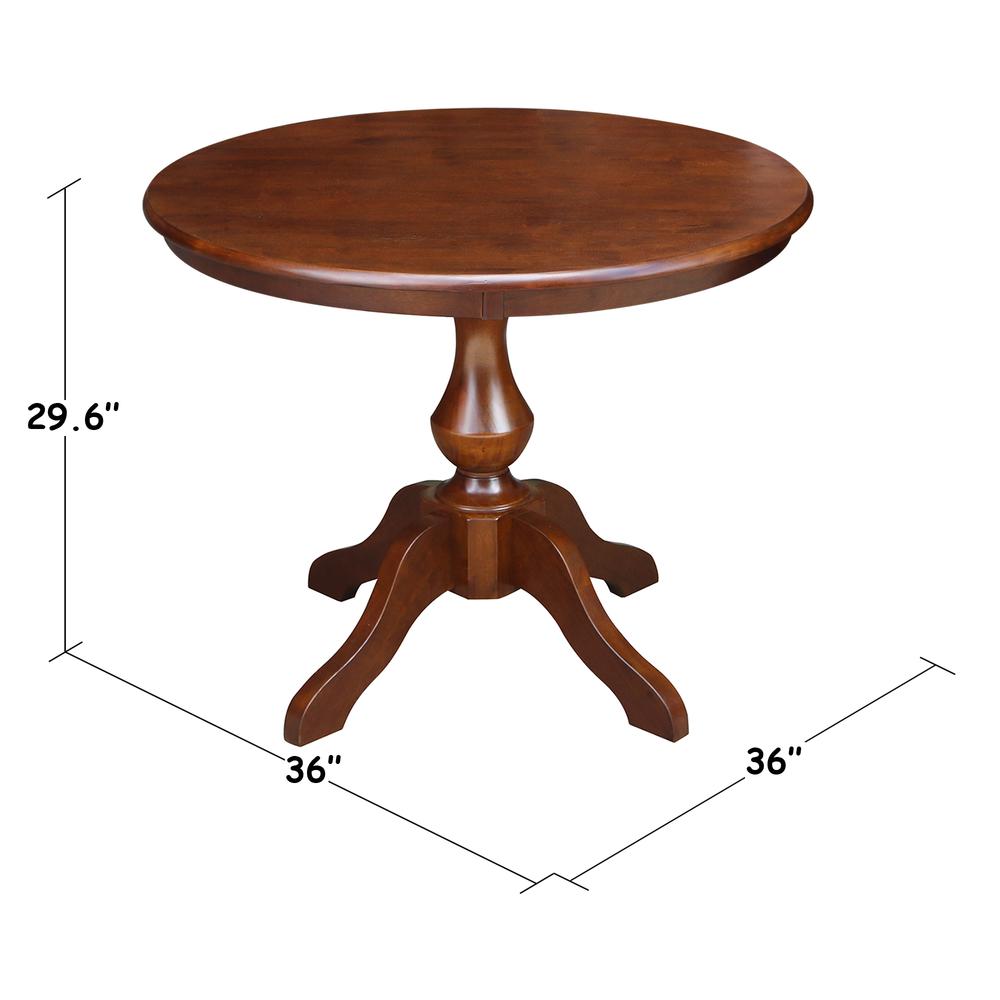 36" Round Top Pedestal Table - 28.9"H, Espresso. Picture 1