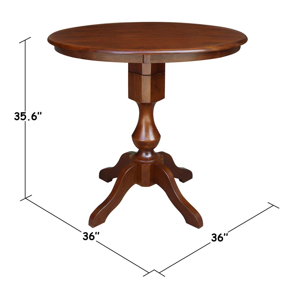 36" Round Top Pedestal Table - 34.9"H, Espresso. Picture 1