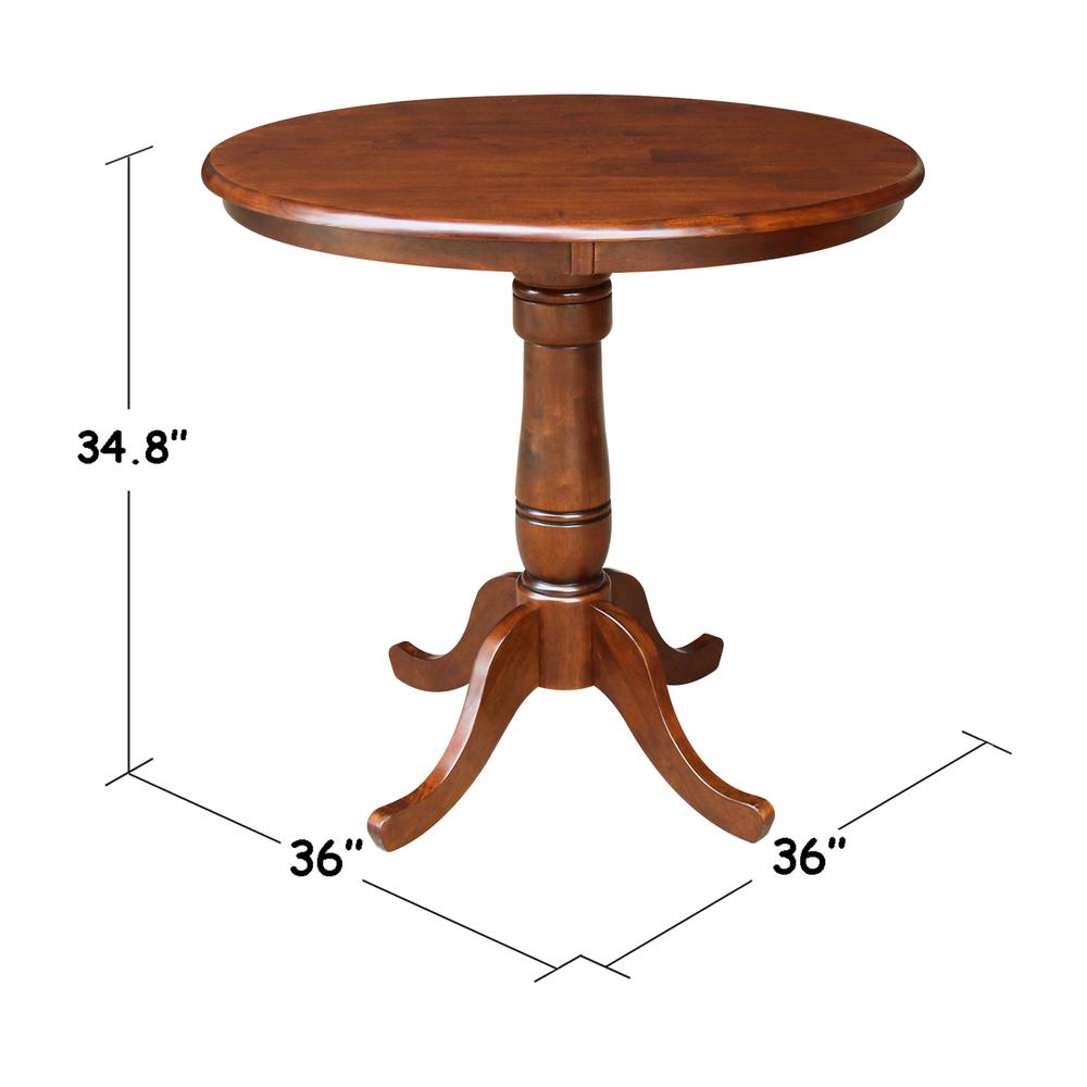 36" Round Top Pedestal Table - 34.9"H, Espresso. Picture 1