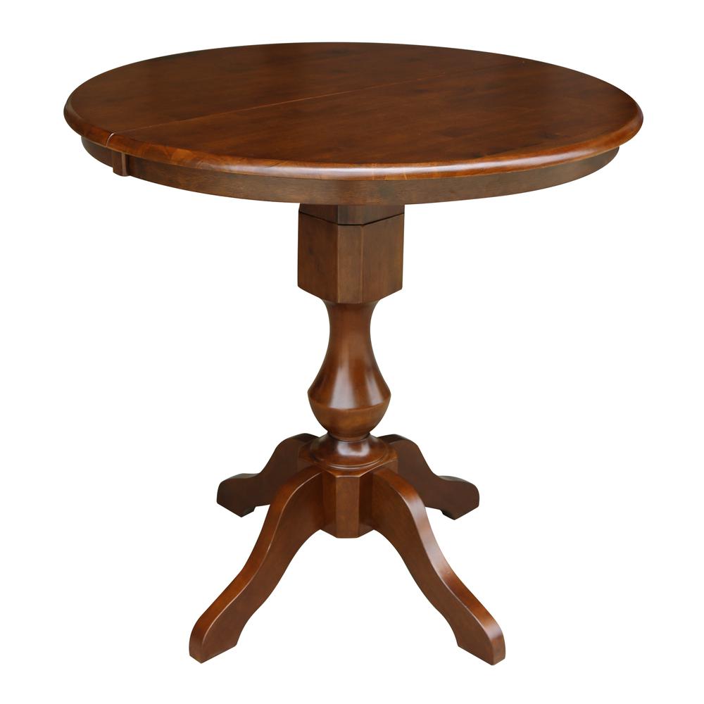 36" Round Top Pedestal Table With 12" Leaf - 34.9"H - Dining or Counter Height, Espresso. Picture 18