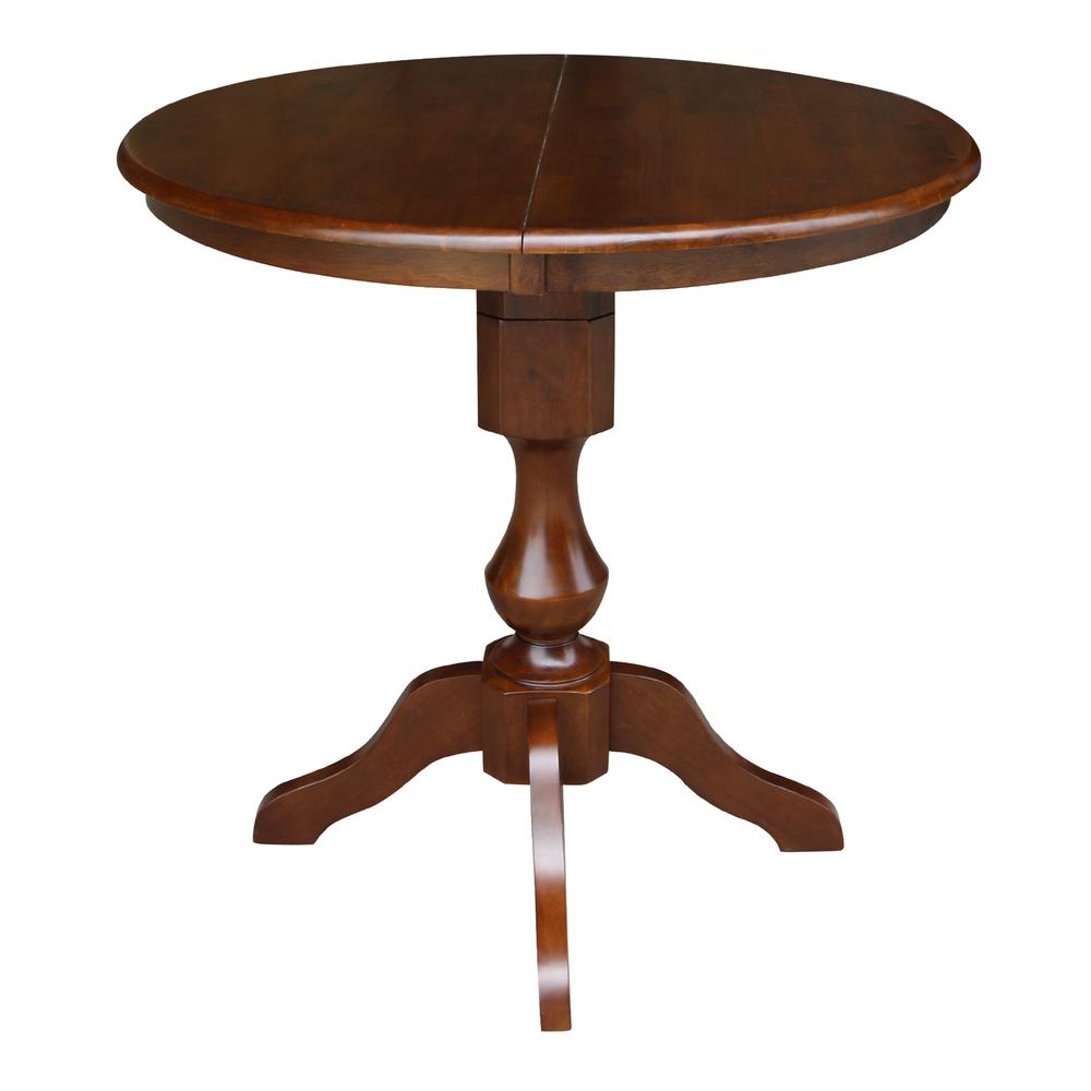 36" Round Top Pedestal Table With 12" Leaf - 34.9"H - Dining or Counter Height, Espresso. Picture 3