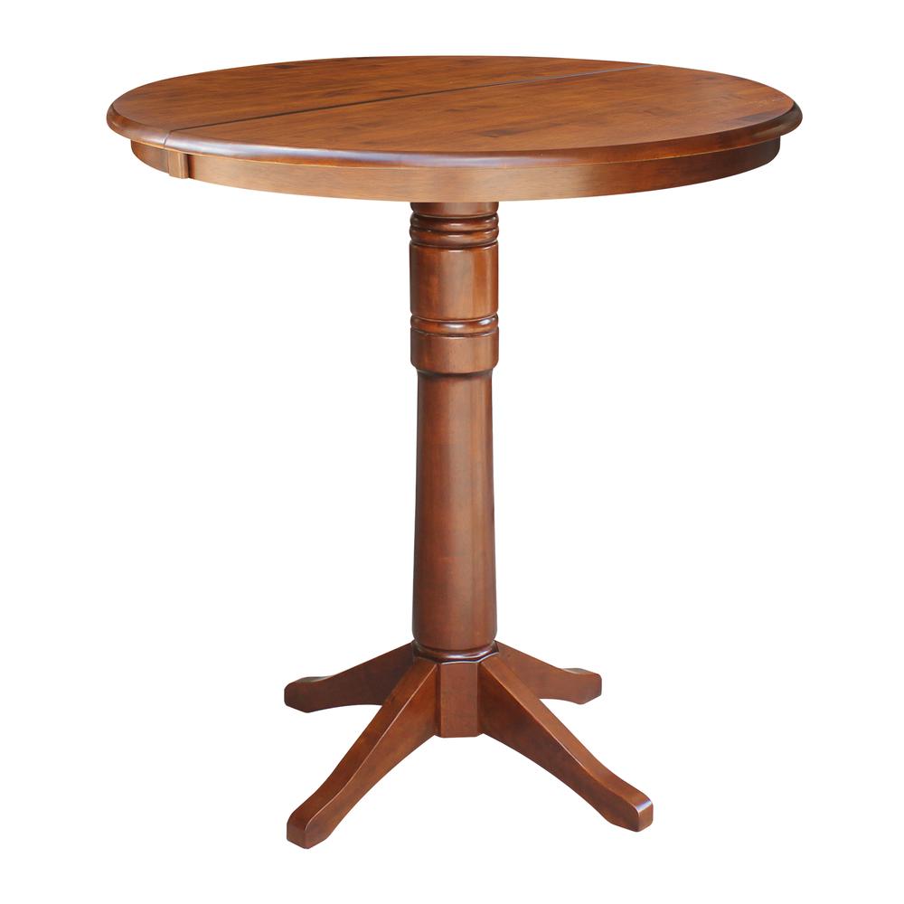 36" Round Top Pedestal Table With 12" Leaf - 28.9"H - Dining Height, Espresso. Picture 22