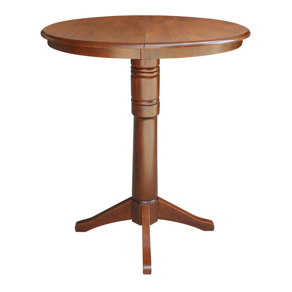 36" Round Top Pedestal Table With 12" Leaf - 28.9"H - Dining Height, Espresso. Picture 17