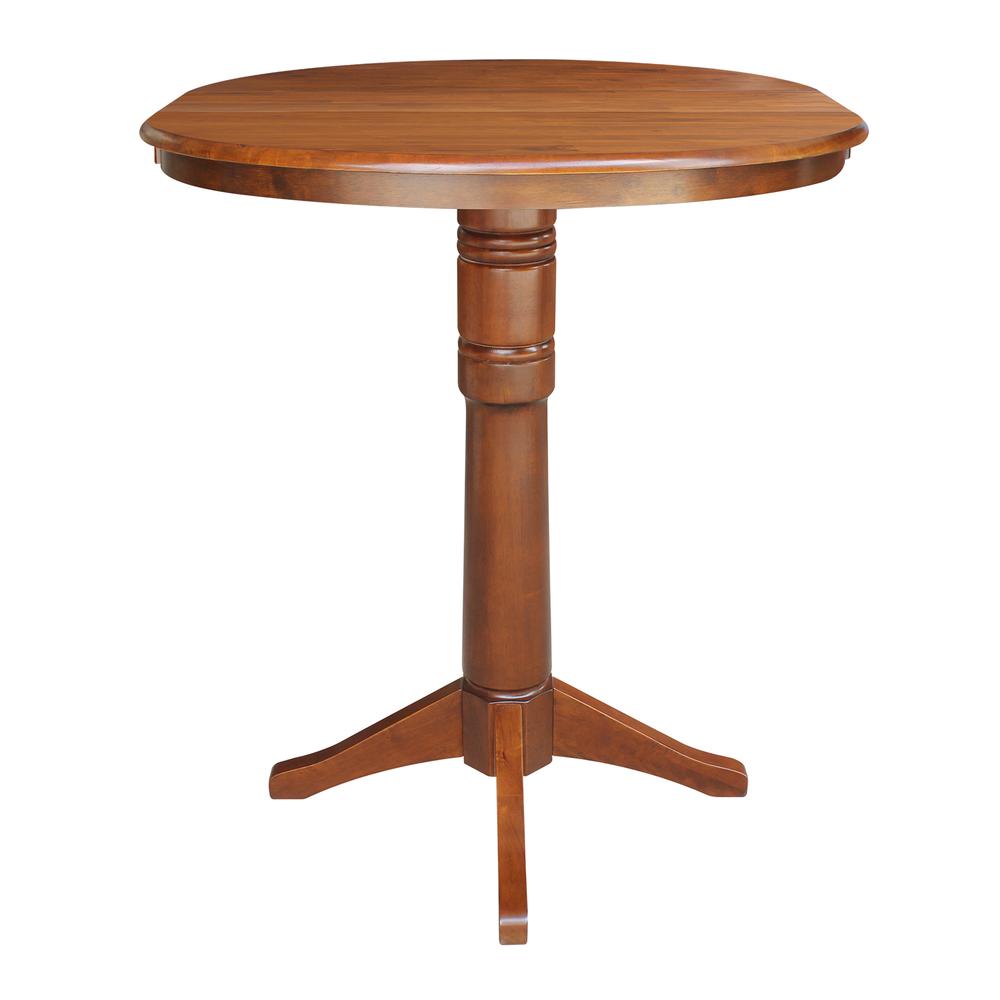 36" Round Top Pedestal Table With 12" Leaf - 28.9"H - Dining Height, Espresso. Picture 18