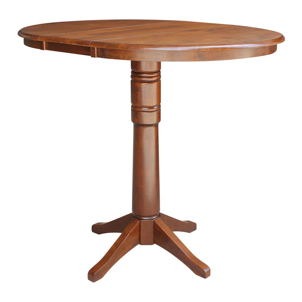 36" Round Top Pedestal Table With 12" Leaf - 28.9"H - Dining Height, Espresso. Picture 21