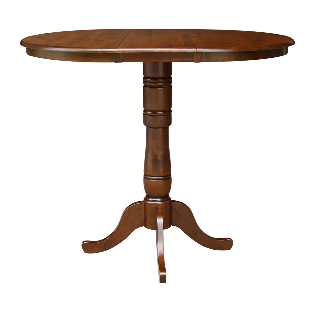 36" Round Top Pedestal Table With 12" Leaf - 34.9"H - Dining or Counter Height, Espresso. Picture 8
