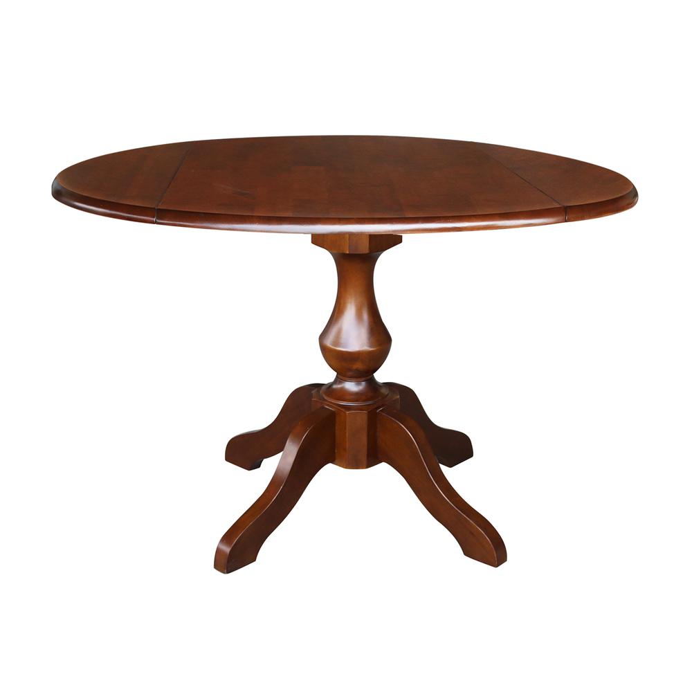 42" Round Dual Drop Leaf Pedestal Table - 29.5"H, Espresso, Espresso. Picture 24