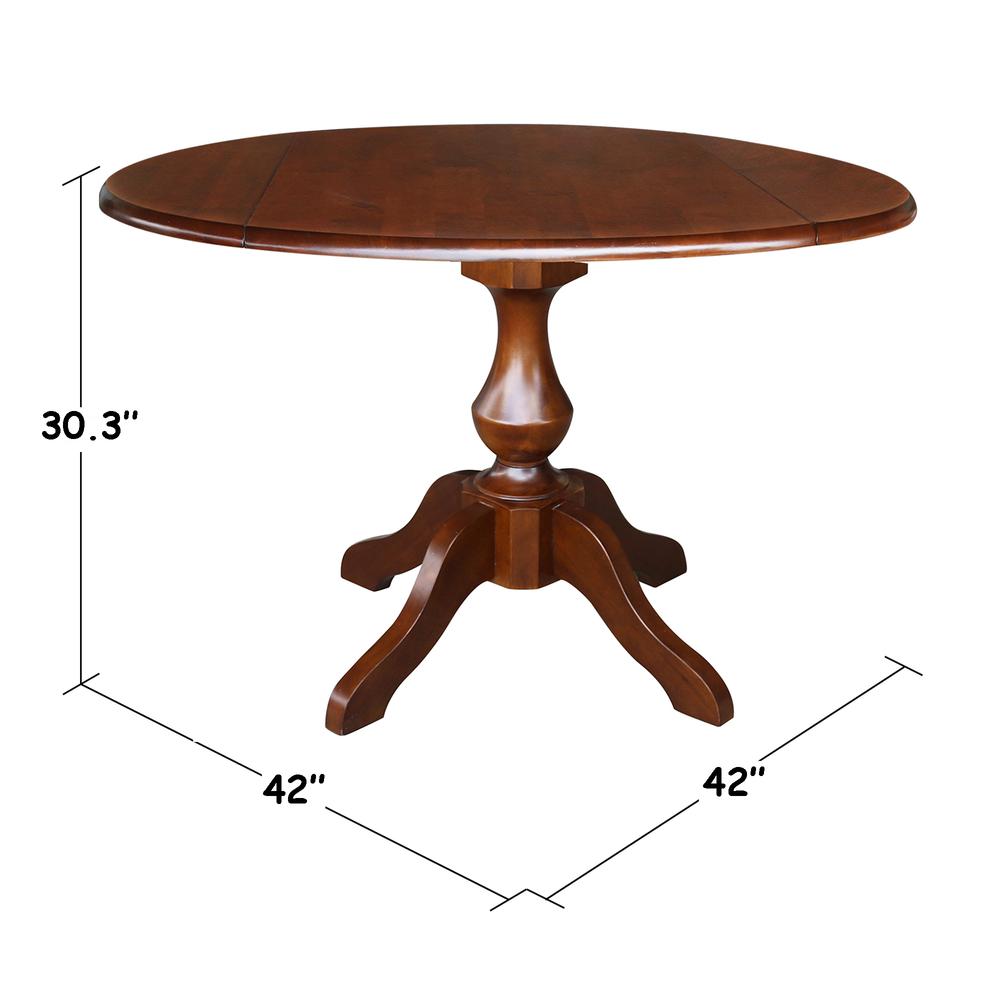 42" Round Top Pedestal Table with Two Chairs, Espresso. Picture 7