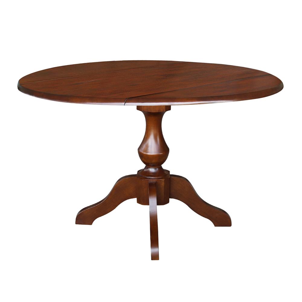 42" Round Dual Drop Leaf Pedestal Table - 29.5"H, Espresso, Espresso. Picture 21